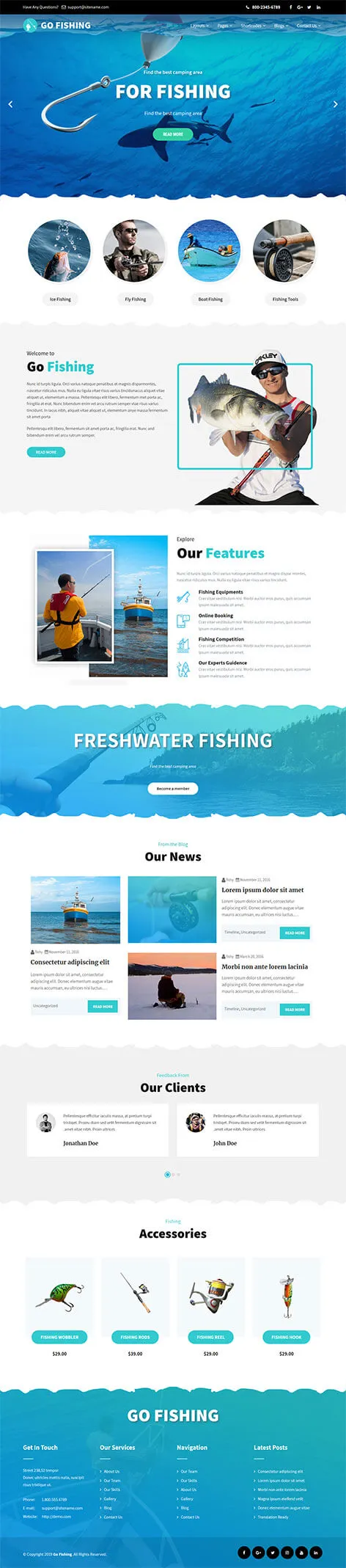 Fishing WordPress theme for Fisheries aquar sports resorts water